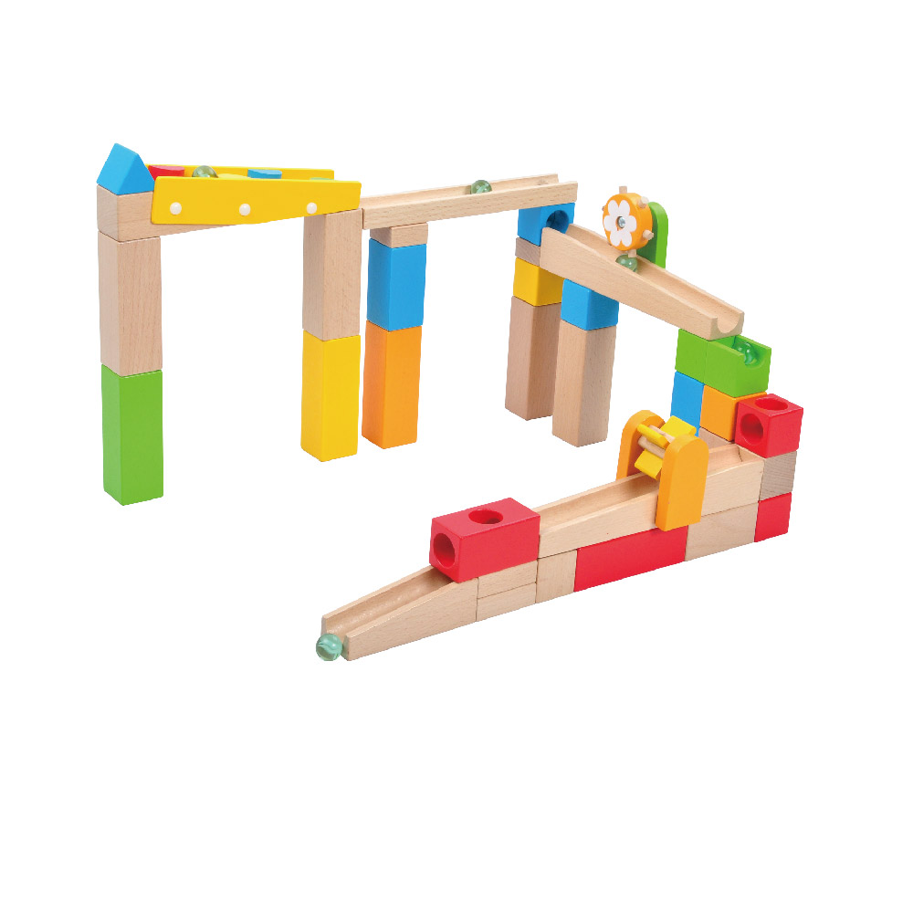 Wooden building block track marble assembly toys, hands-on assembly of building block tracks, children's interactive educational toys - Image 3