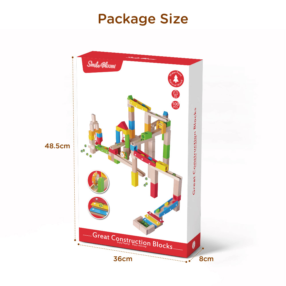 Wooden building block track marble assembly toys, hands-on assembly of building block tracks, children's interactive educational toys - Image 5