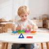 Wooden Geometric Sleeve Pillar Children's Montessori Cognitive Graphic Building Block Stacking Toy