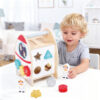 5 in 1 Rocket Blocks Activity Box Montessori Toys Preschool Games Wooden Rocket Toy