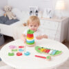 3-in-1 Wooden Toys for Children's Puzzle Puzzles, Percussion and Stacking Toys