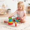 Wooden Stacking Tower and Bead Maze for Children's Early Cognitive Color Puzzle Wooden Bead Toy