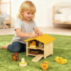 Wooden Chicken Cage Set Toys for Children Pretending to Feed Chicken Animals