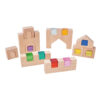 22Pcs Children's Montessori Wooden Cabin Toy  Acrylic Gemstone Cube Stacking Block  Color Cognition Learning Toy