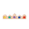 22Pcs Children's Montessori Wooden Cabin Toy  Acrylic Gemstone Cube Stacking Block  Color Cognition Learning Toy