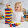 Children's Party Game 49 Pcs Colored Wooden Building Blocks Stacking Tower Game