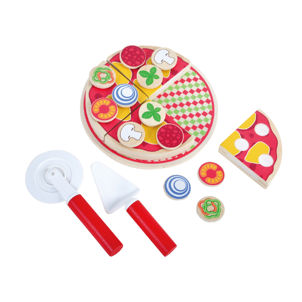 Educational Toys Food Games Pretend Play Wooden Kitchen Set Toy Pizza Parlor Pretend Play Set Pizza Kit Toy - Image 3