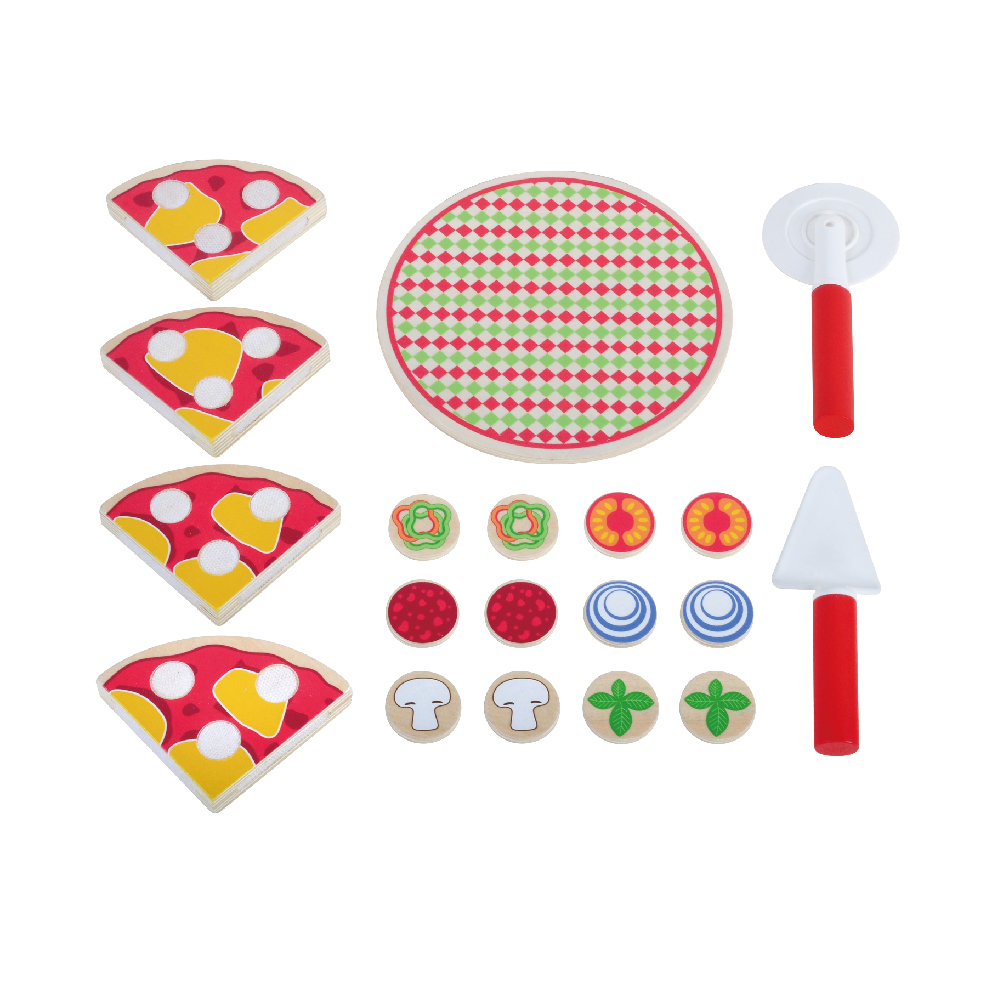 Educational Toys Food Games Pretend Play Wooden Kitchen Set Toy Pizza Parlor Pretend Play Set Pizza Kit Toy - Image 4