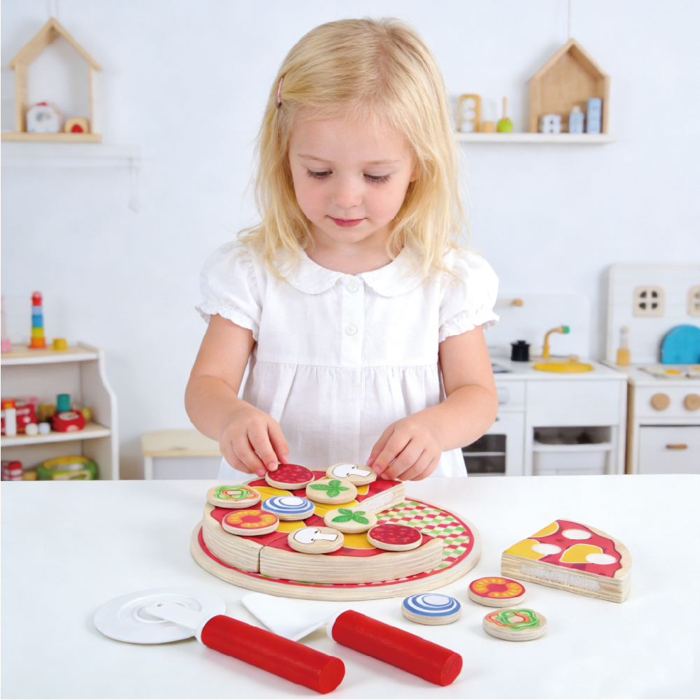 Educational Toys Food Games Pretend Play Wooden Kitchen Set Toy Pizza Parlor Pretend Play Set Pizza Kit Toy
