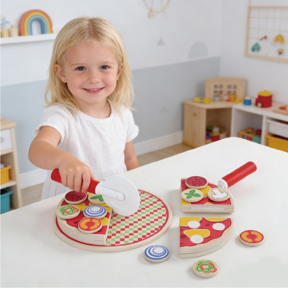 Educational Toys Food Games Pretend Play Wooden Kitchen Set Toy Pizza Parlor Pretend Play Set Pizza Kit Toy - Image 2