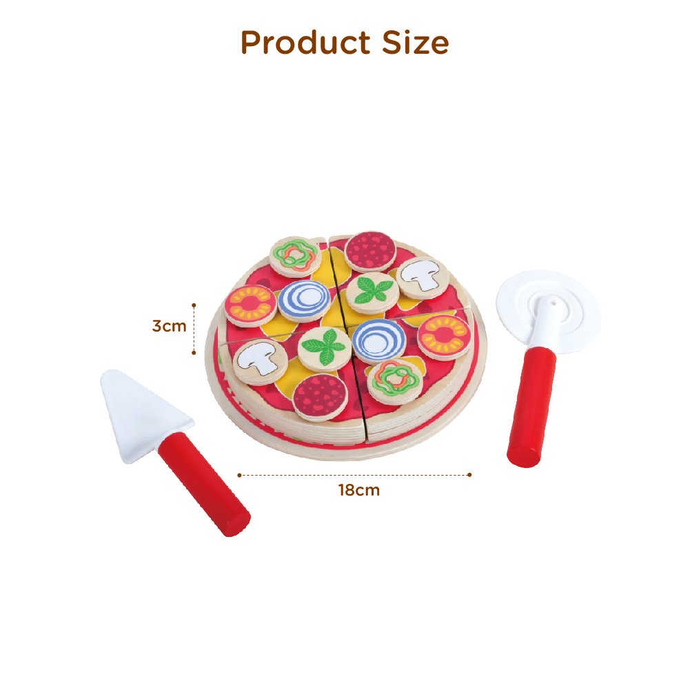 Educational Toys Food Games Pretend Play Wooden Kitchen Set Toy Pizza Parlor Pretend Play Set Pizza Kit Toy - Image 5
