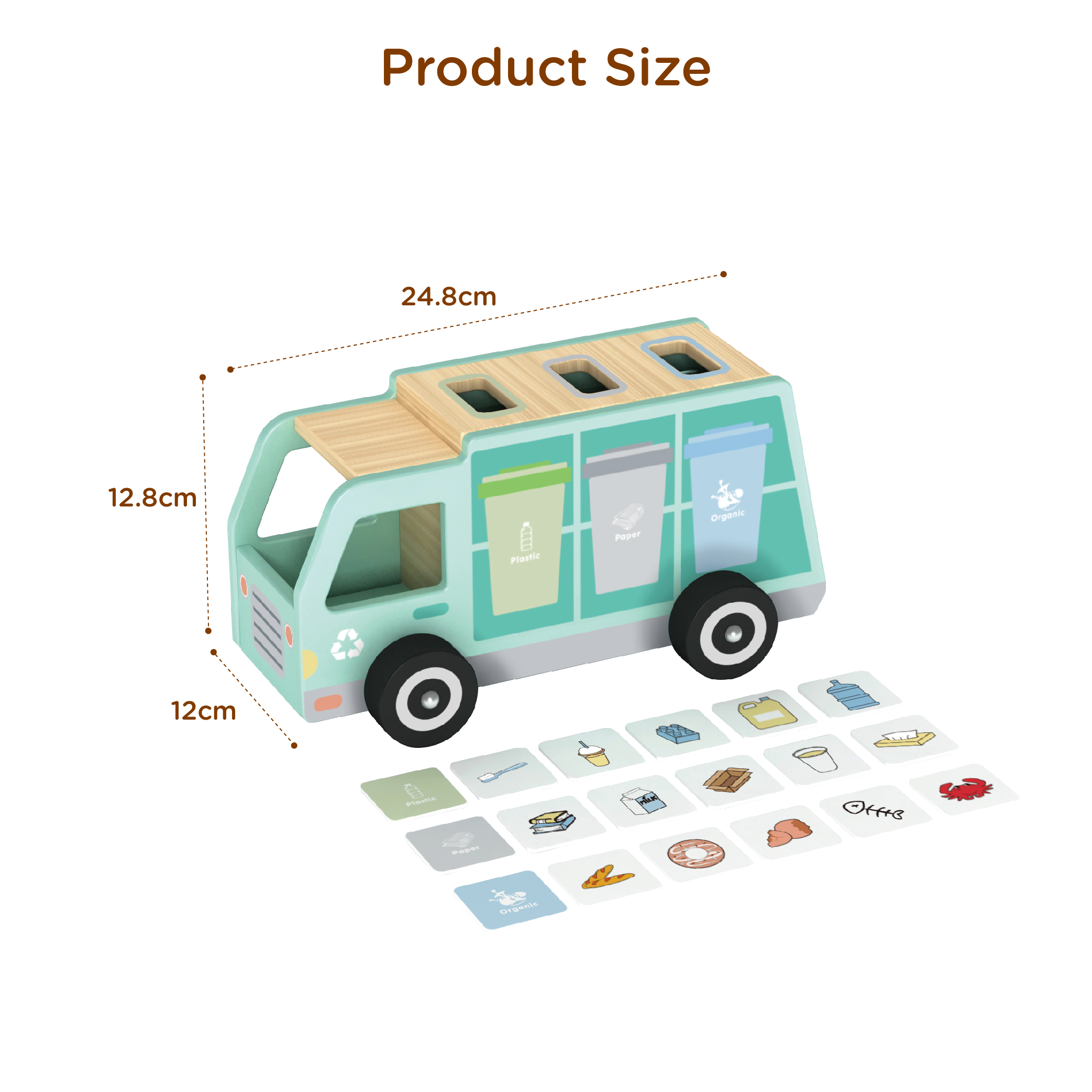 Wooden Garbage Truck Children's Puzzle Learning Garbage Classification Truck, Wooden Education Environmental protection Toys - Image 4