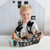 Wooden pirate ship toy set for children's role-playing creative toys