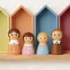 Colorful Cartoon Wooden Animal Family Mini Toy Figurine Decorative Peg Dolls for Kids
