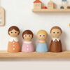 Colorful Cartoon Wooden Animal Family Mini Toy Figurine Decorative Peg Dolls for Kids