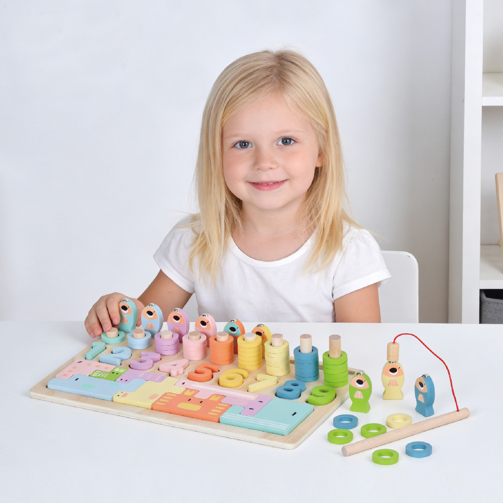 Wooden Montessori Multifunctional Puzzle for Irregular Children's Shapes Matching and Fishing Toys - Image 3