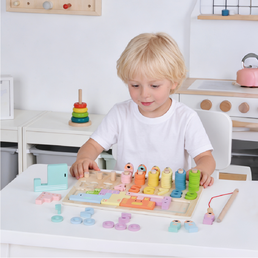 Wooden Montessori Multifunctional Puzzle for Irregular Children's Shapes Matching and Fishing Toys - Image 4