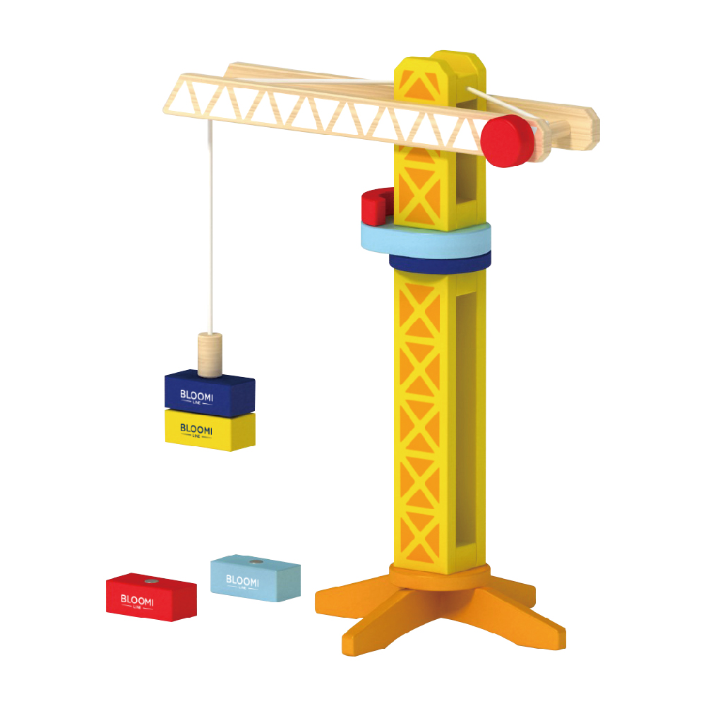 Dock Crane Wooden Toy for Kids Pretend Play Crane Lift Toy Educational Plywood Car - Image 2