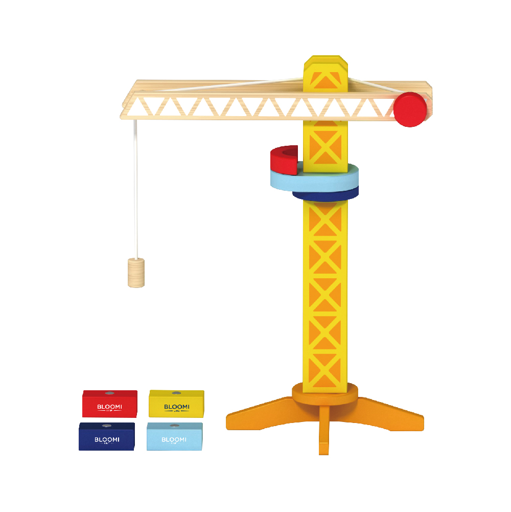 Dock Crane Wooden Toy for Kids Pretend Play Crane Lift Toy Educational Plywood Car - Image 3