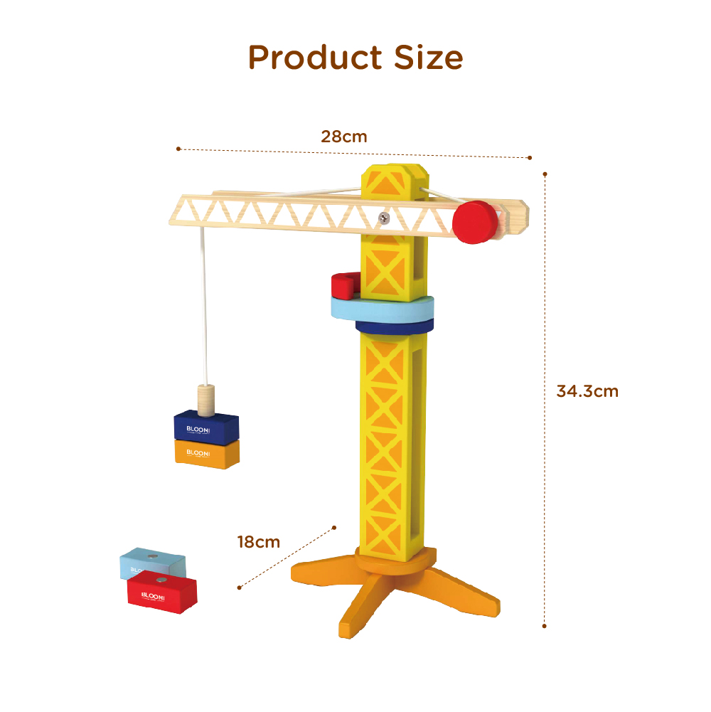 Dock Crane Wooden Toy for Kids Pretend Play Crane Lift Toy Educational Plywood Car - Image 4