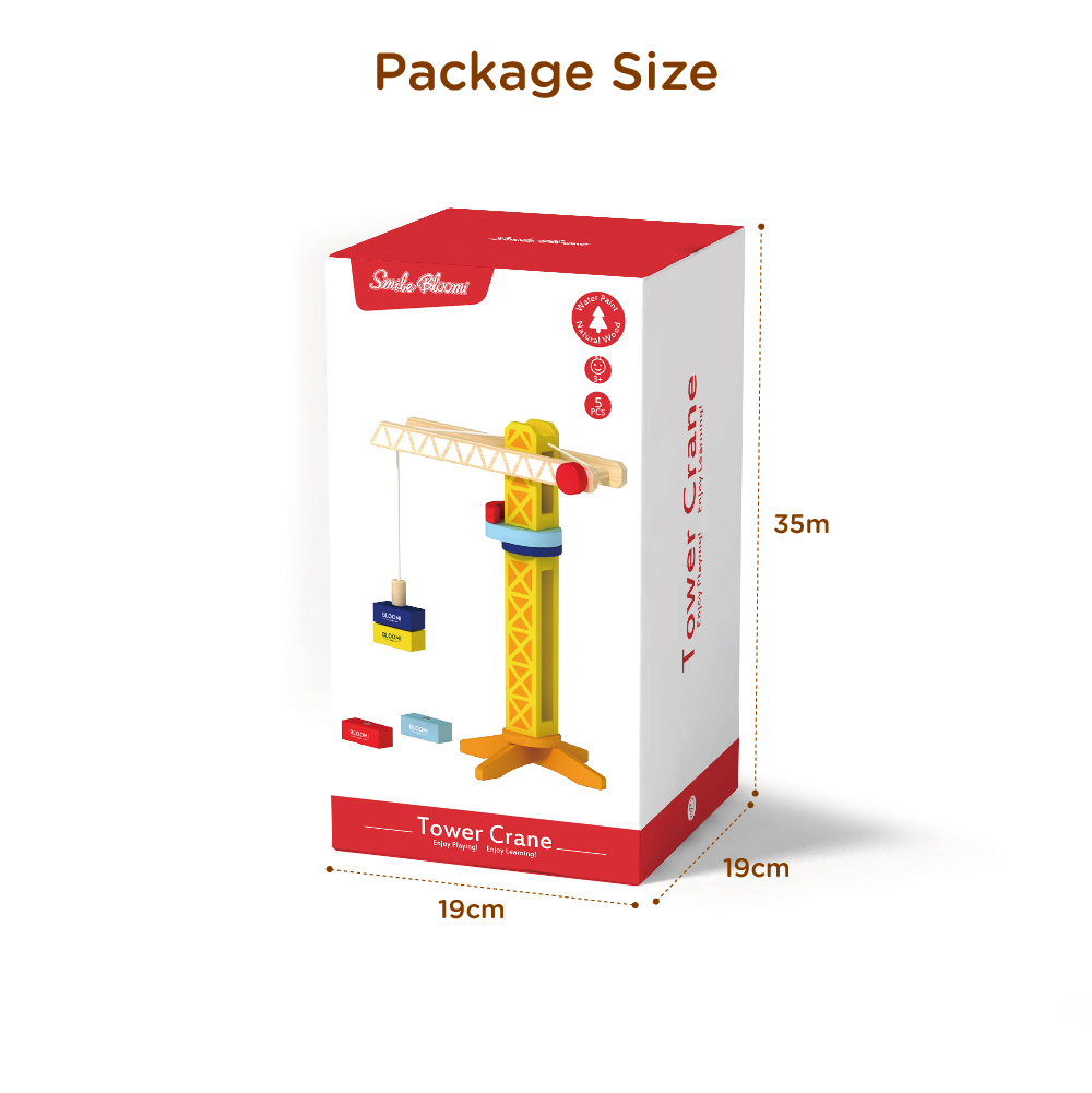 Dock Crane Wooden Toy for Kids Pretend Play Crane Lift Toy Educational Plywood Car - Image 5